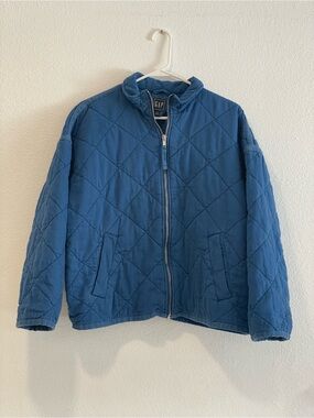 GAP Light Blue Quilted Zip Jacket with Gold Zipper